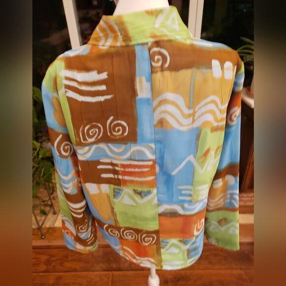 City Girl Nancy Bolen L multi color patch work look camisole and cover shirt - Picture 10 of 11